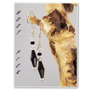 Black Swarovski & Sterling Silver Earrings